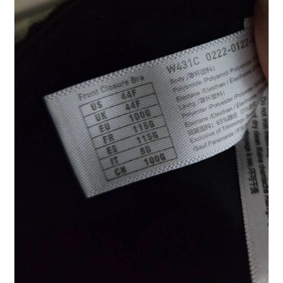 Delimira Bra Size 44FPlunge Posture Bra Front Close Black - Picture 6 of 6